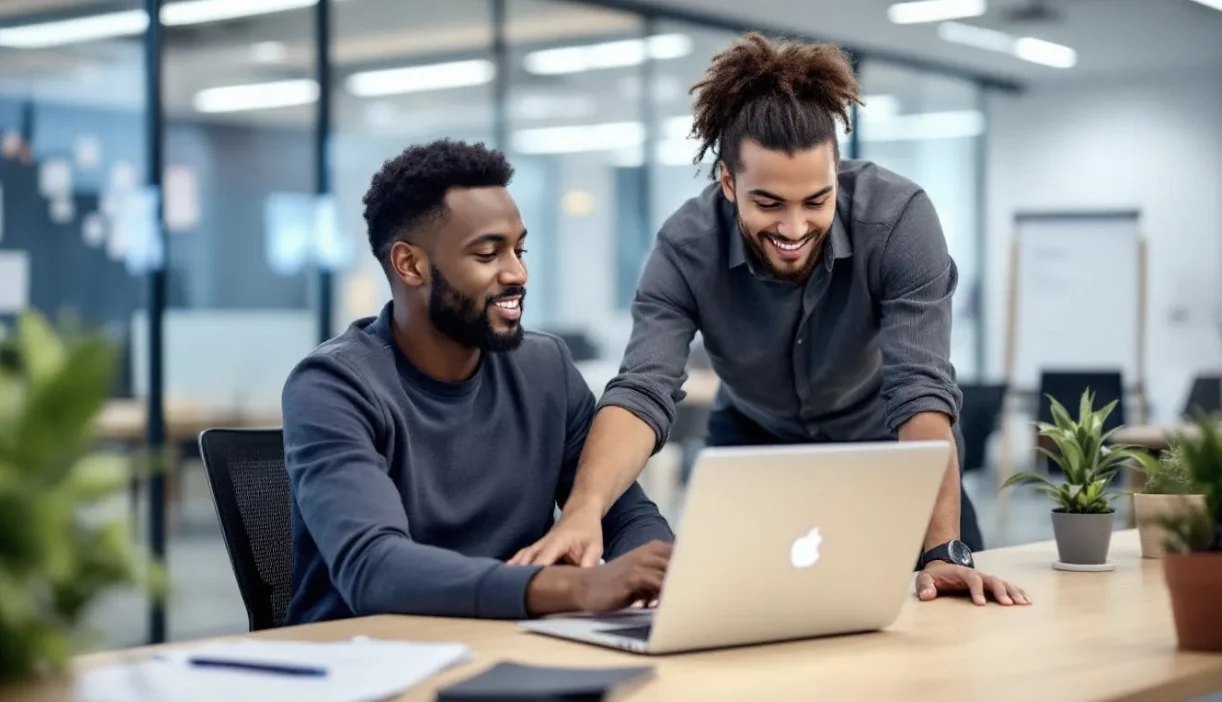 Business team using reliable workplace technology