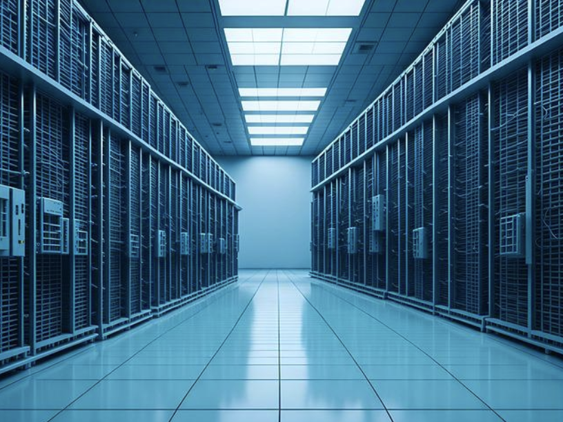 Modern data center with high-performance servers showcasing scalable storage, data protection, and enterprise data management.
